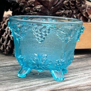 Vintage Jeanette Aqua Louisa Footed Bowl!